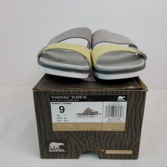 Sorel Torpeda Slide II Sandals Women's Dove Zest NL2499-081 US Size 9 NIB - Picture 2 of 12